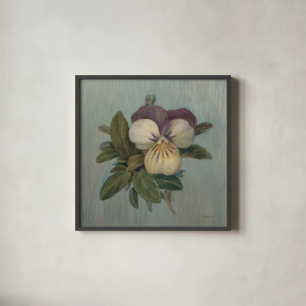 Cottage Violet by Danhui Nai. Shown in a sleek black glass frame for a contemporary gallery look. Available as an archival giclee rolled canvas, fine art paper, or poster print. SKU 5165a.