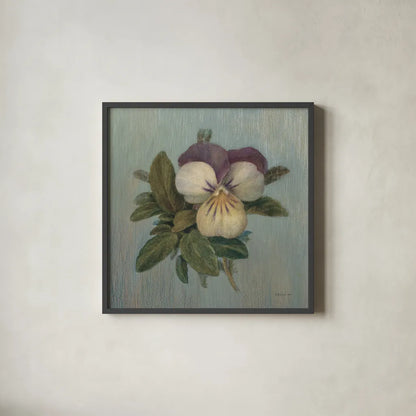 Cottage Violet by Danhui Nai. Shown in a sleek black glass frame for a contemporary gallery look. Available as an archival giclee rolled canvas, fine art paper, or poster print. SKU 5165a.