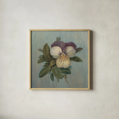 Cottage Violet by Danhui Nai. Shown in a natural wood glass frame for a timeless modern aesthetic. Available as an archival giclee rolled canvas, fine art paper, or poster print. SKU 5165a.