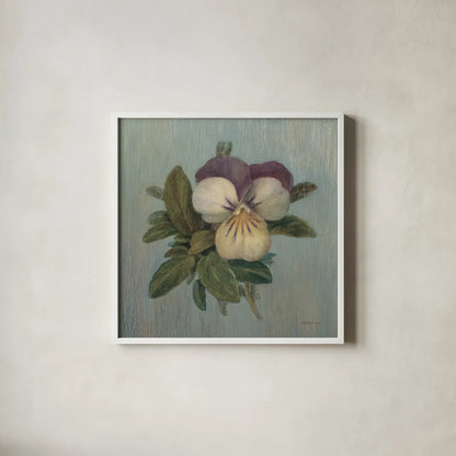 Cottage Violet by Danhui Nai. Shown in a crisp white glass frame for a clean and minimalist style. Available as an archival giclee rolled canvas, fine art paper, or poster print. SKU 5165a.