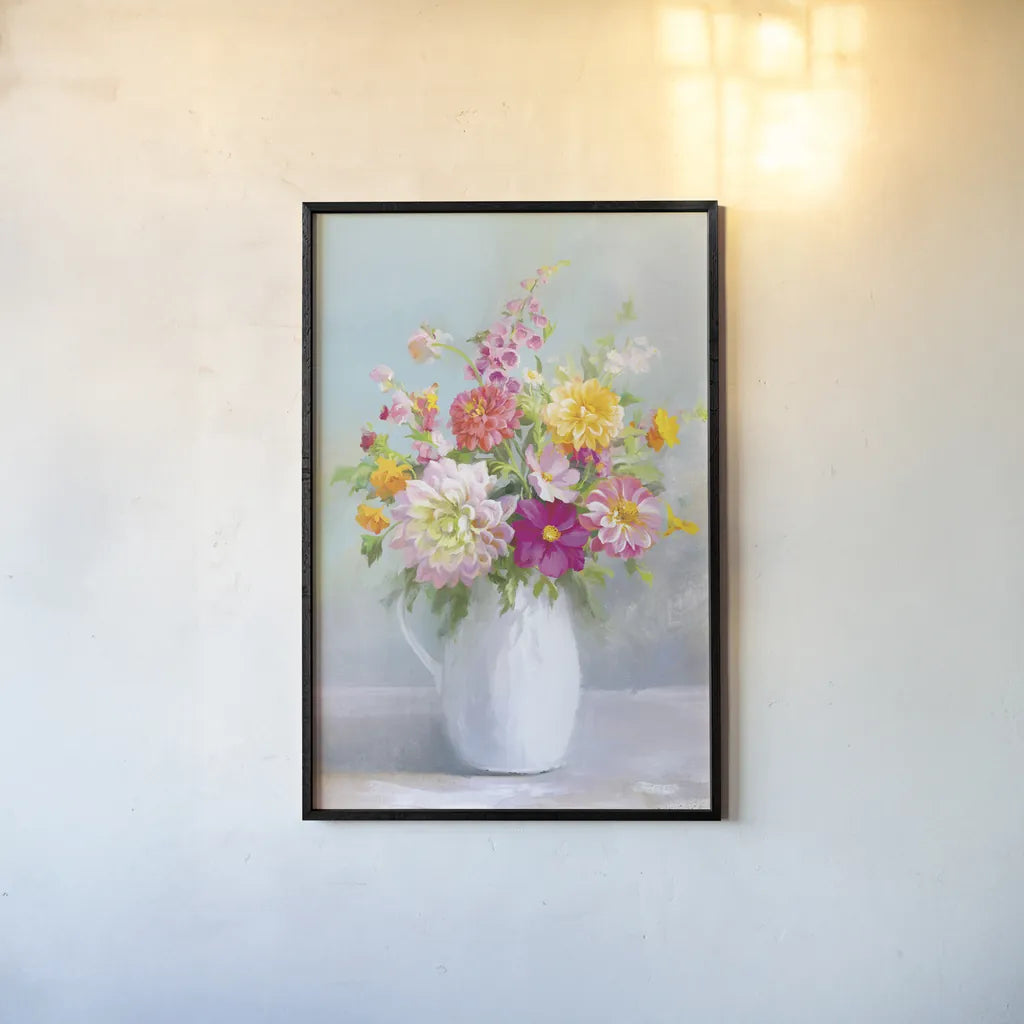 Country Bouquet I by Danhui Nai. shown as a paper print in a black flame. Available as a archival giclee rolled canvas, fine art paper, or poster print. SKU 81341h.