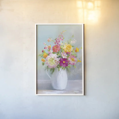 Country Bouquet I by Danhui Nai. shown as a paper print in a white frame. Available as a archival giclee rolled canvas, fine art paper, or poster print. SKU 81341h.