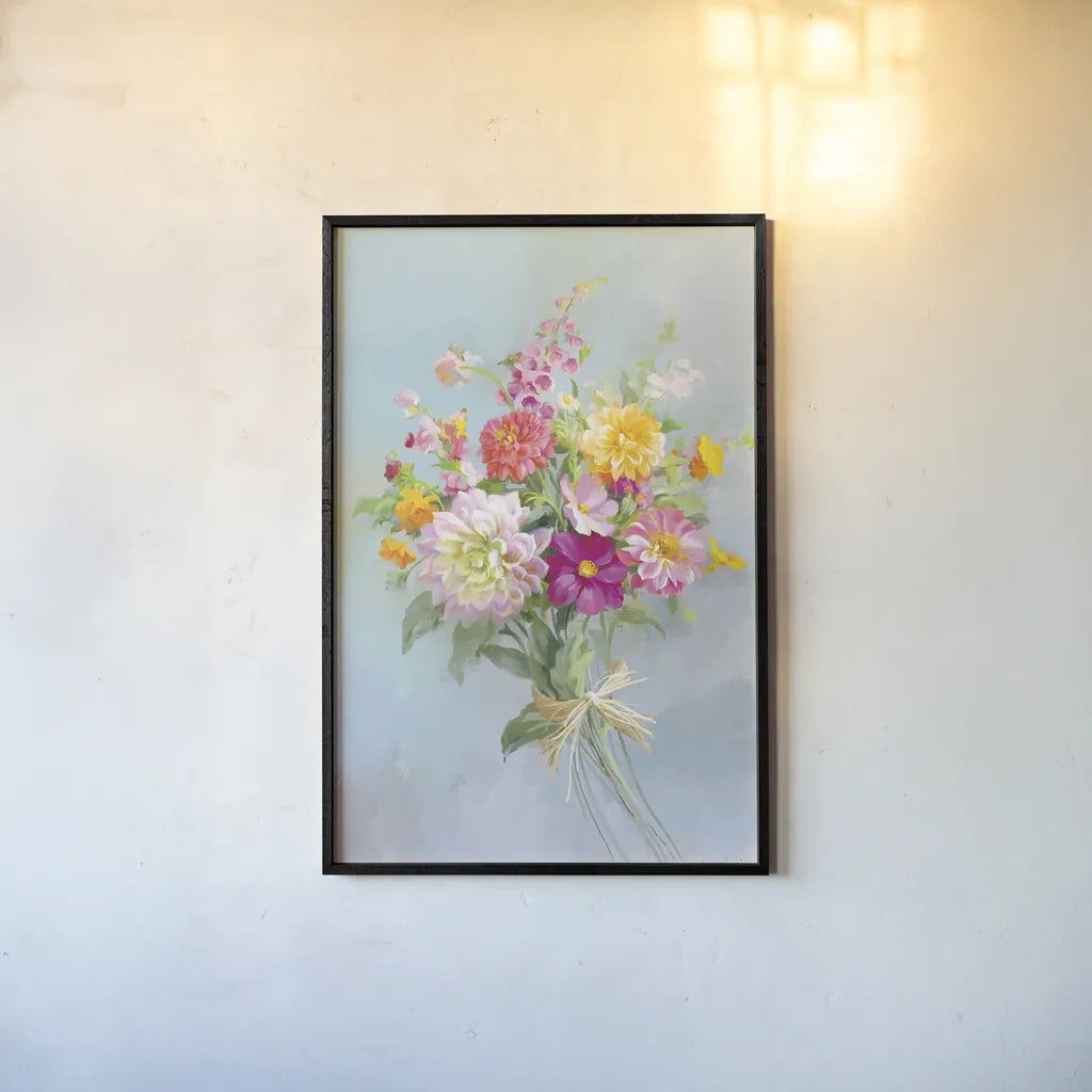 Country Bouquet I v2 by Danhui Nai. shown as a paper print in a black flame. Available as a archival giclee rolled canvas, fine art paper, or poster print. SKU 81343h.