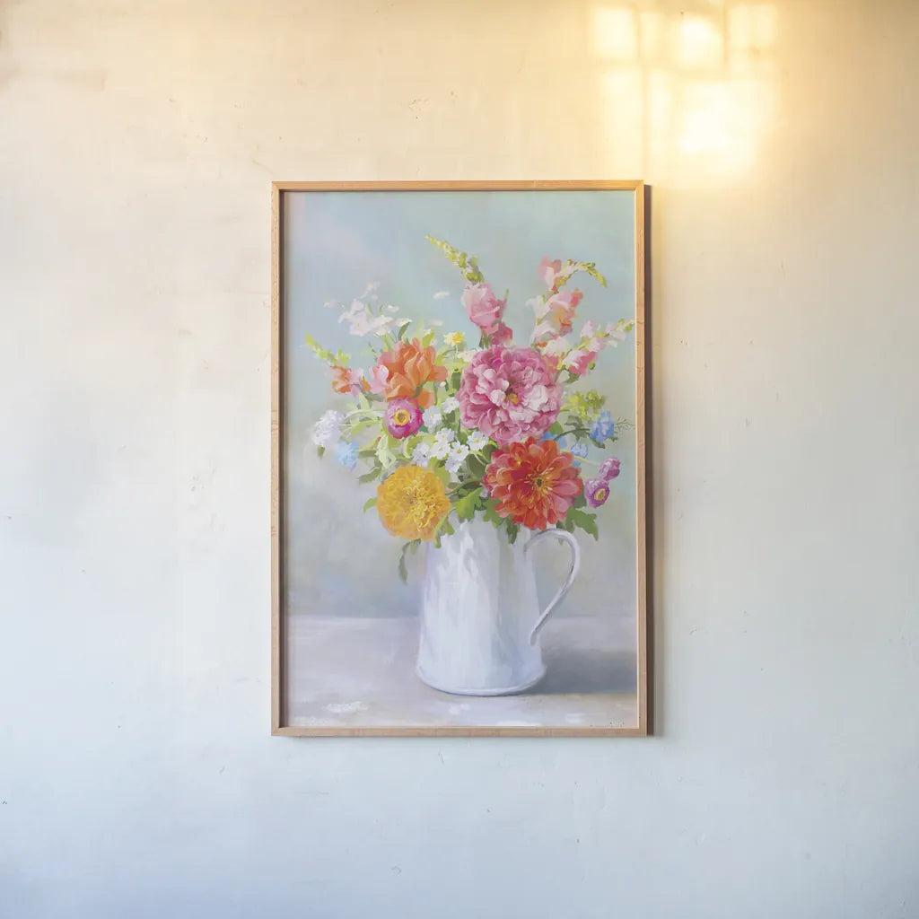 Country Bouquet II by Danhui Nai. shown as a paper print in a natural frame. Available as a archival giclee rolled canvas, fine art paper, or poster print. SKU 81342h.