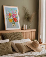 Country Bouquet II v2 by Danhui Nai. shown as a paper print in a natural frame. Available as a archival giclee rolled canvas, fine art paper, or poster print. SKU 81344h.