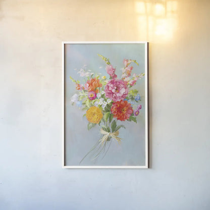 Country Bouquet II v2 by Danhui Nai. shown as a paper print in a white frame. Available as a archival giclee rolled canvas, fine art paper, or poster print. SKU 81344h.