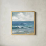 Crashing by Danhui Nai. Shown in a natural wood glass frame for a timeless modern aesthetic. Available as an archival giclee rolled canvas, fine art paper, or poster print. SKU 102668a.