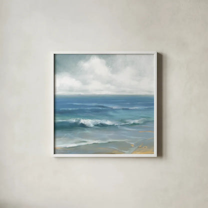 Crashing by Danhui Nai. Shown in a crisp white glass frame for a clean and minimalist style. Available as an archival giclee rolled canvas, fine art paper, or poster print. SKU 102668a.