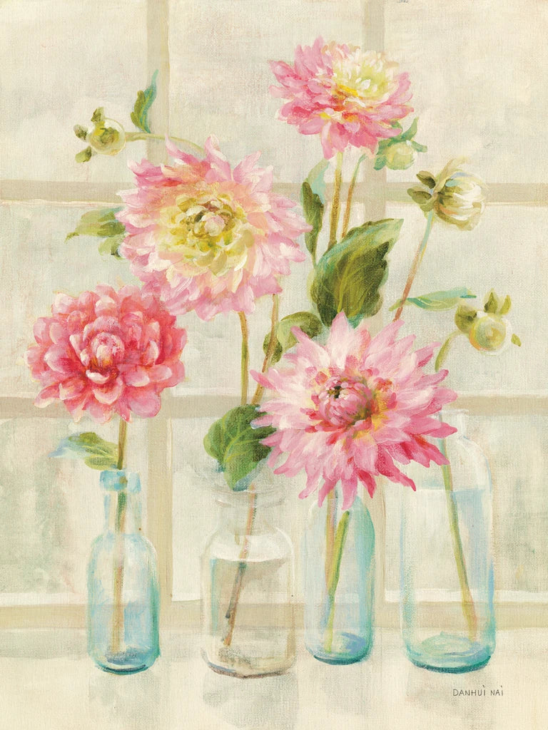 Dahlias on Windowsill by Danhui Nai