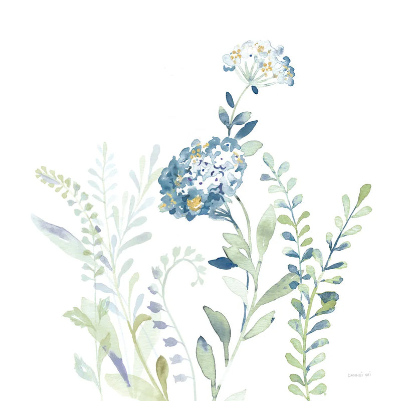 Dark Blues of Summer VII No Dragonfly by Danhui Nai. SKU 77906a. Archival Giclee Fine art print for wall decor.