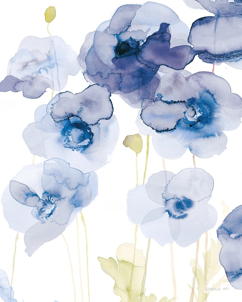 Delicate Poppies III Blue by Danhui Nai