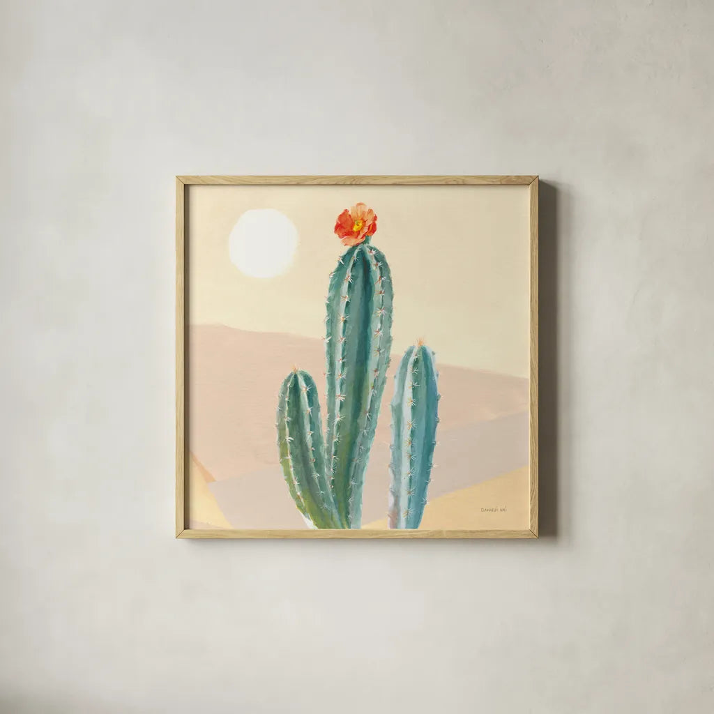 Desert Greenhouse III by Danhui Nai. Shown in a natural wood glass frame for a timeless modern aesthetic. Available as an archival giclee rolled canvas, fine art paper, or poster print. SKU 77993a.