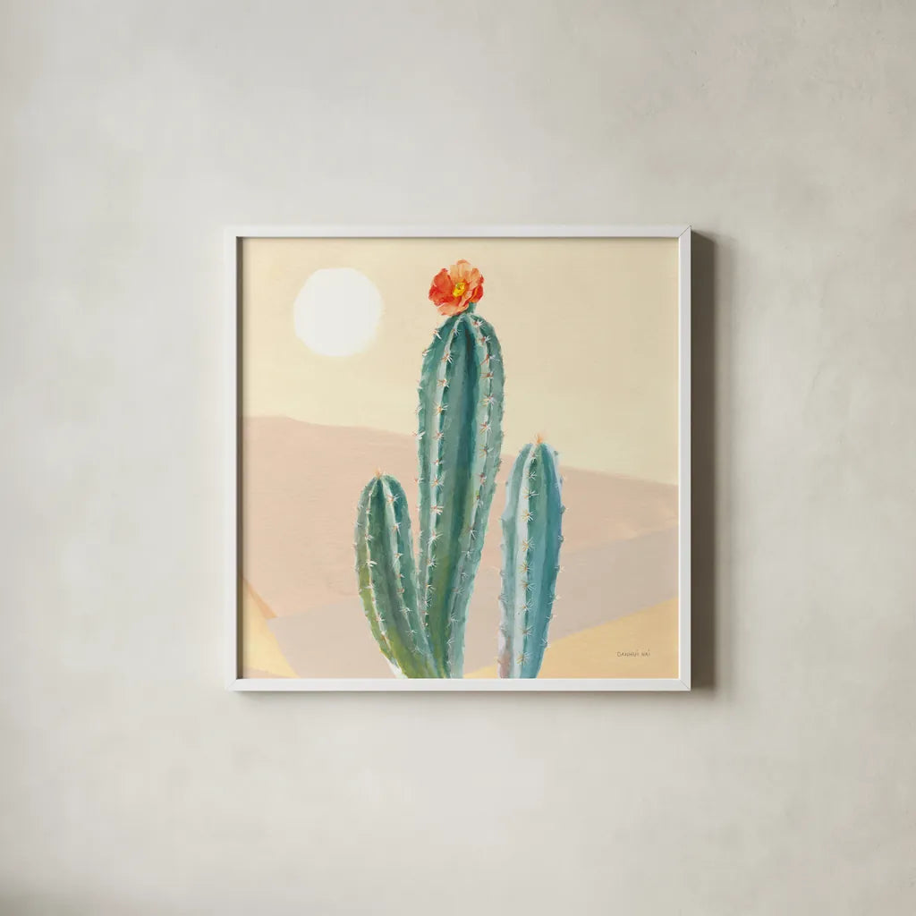 Desert Greenhouse III by Danhui Nai. Shown in a crisp white glass frame for a clean and minimalist style. Available as an archival giclee rolled canvas, fine art paper, or poster print. SKU 77993a.
