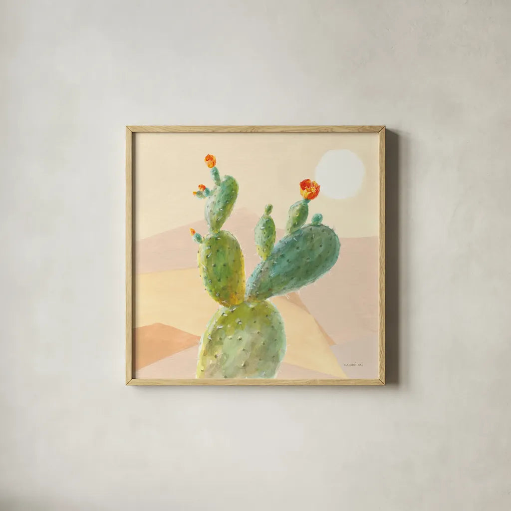 Desert Greenhouse IV by Danhui Nai. Shown in a natural wood glass frame for a timeless modern aesthetic. Available as an archival giclee rolled canvas, fine art paper, or poster print. SKU 77994a.