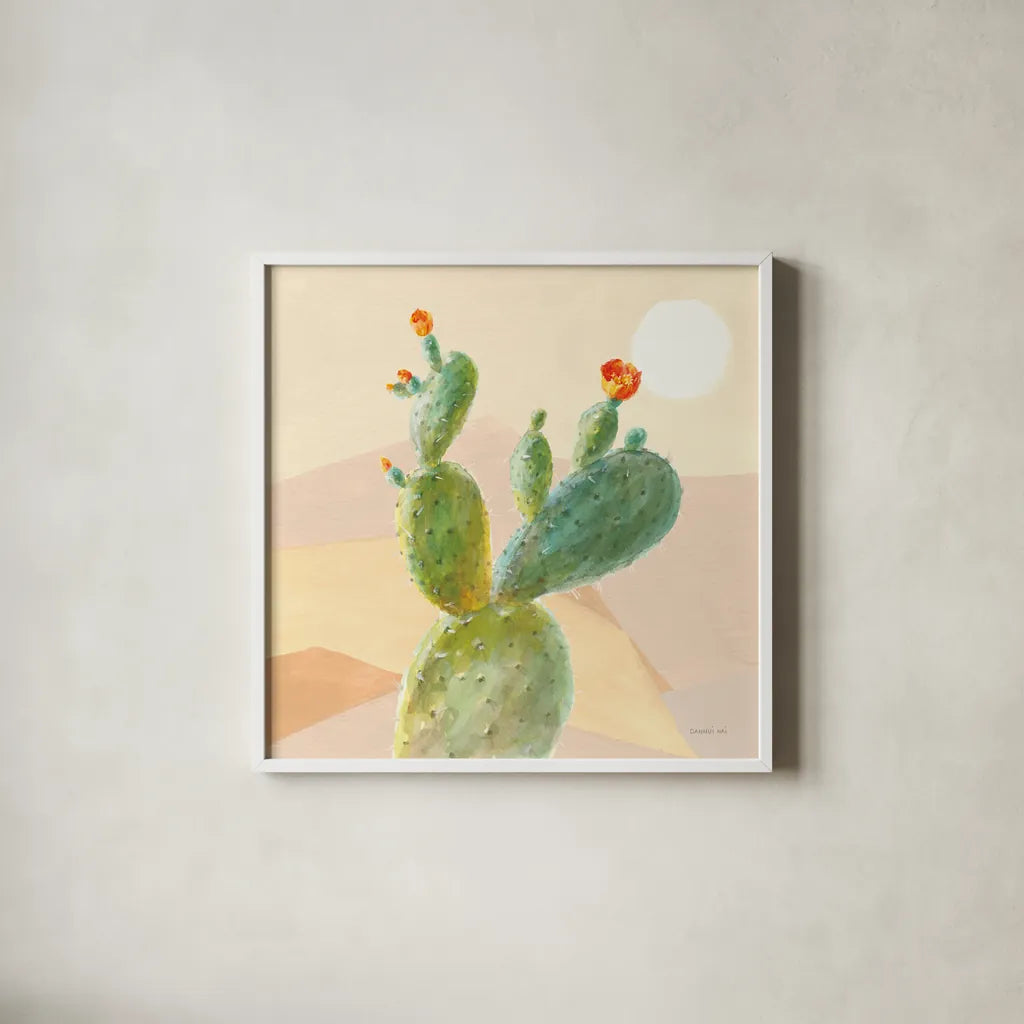 Desert Greenhouse IV by Danhui Nai. Shown in a crisp white glass frame for a clean and minimalist style. Available as an archival giclee rolled canvas, fine art paper, or poster print. SKU 77994a.