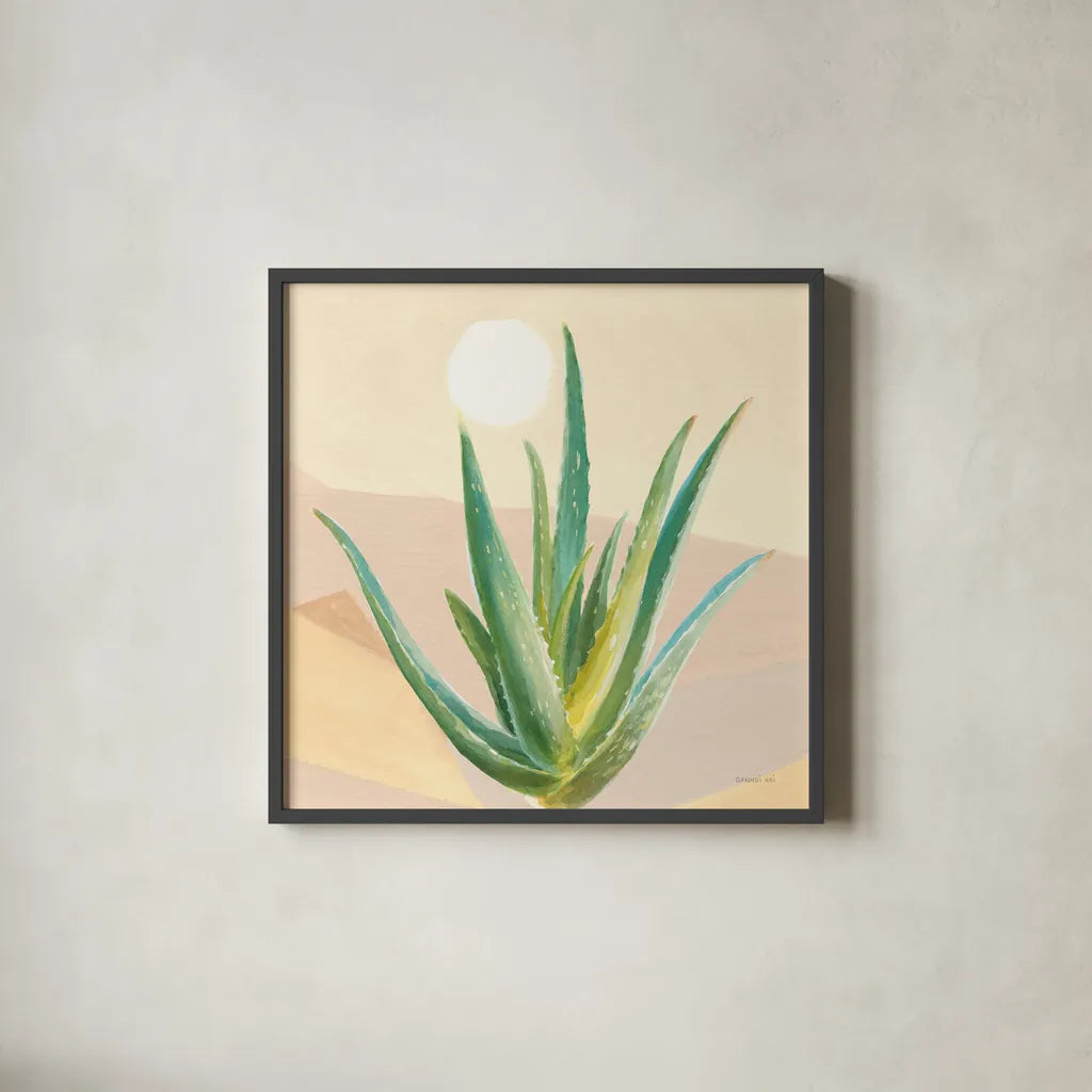 Desert Greenhouse V by Danhui Nai. Shown in a sleek black glass frame for a contemporary gallery look. Available as an archival giclee rolled canvas, fine art paper, or poster print. SKU 77995a.
