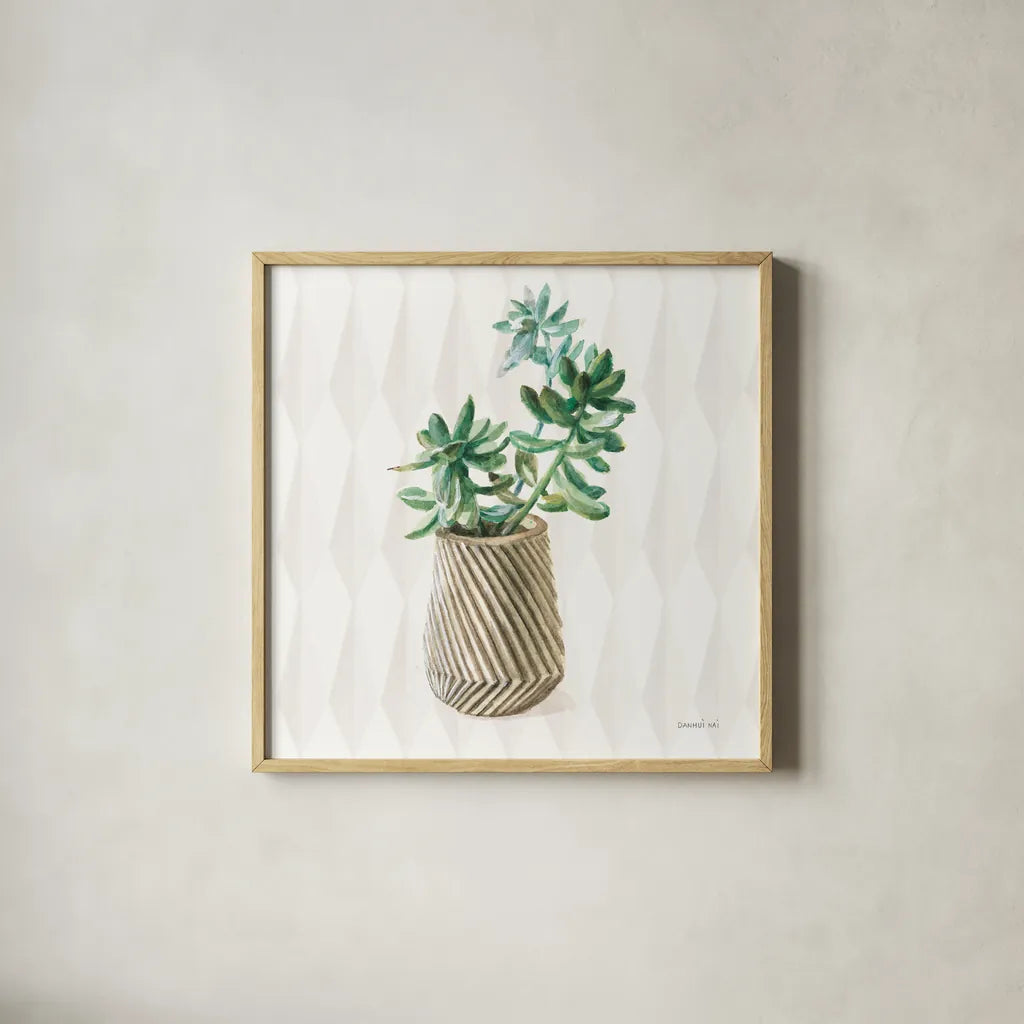 Desert Greenhouse X Sq by Danhui Nai. Shown in a natural wood glass frame for a timeless modern aesthetic. Available as an archival giclee rolled canvas, fine art paper, or poster print. SKU 80182a.