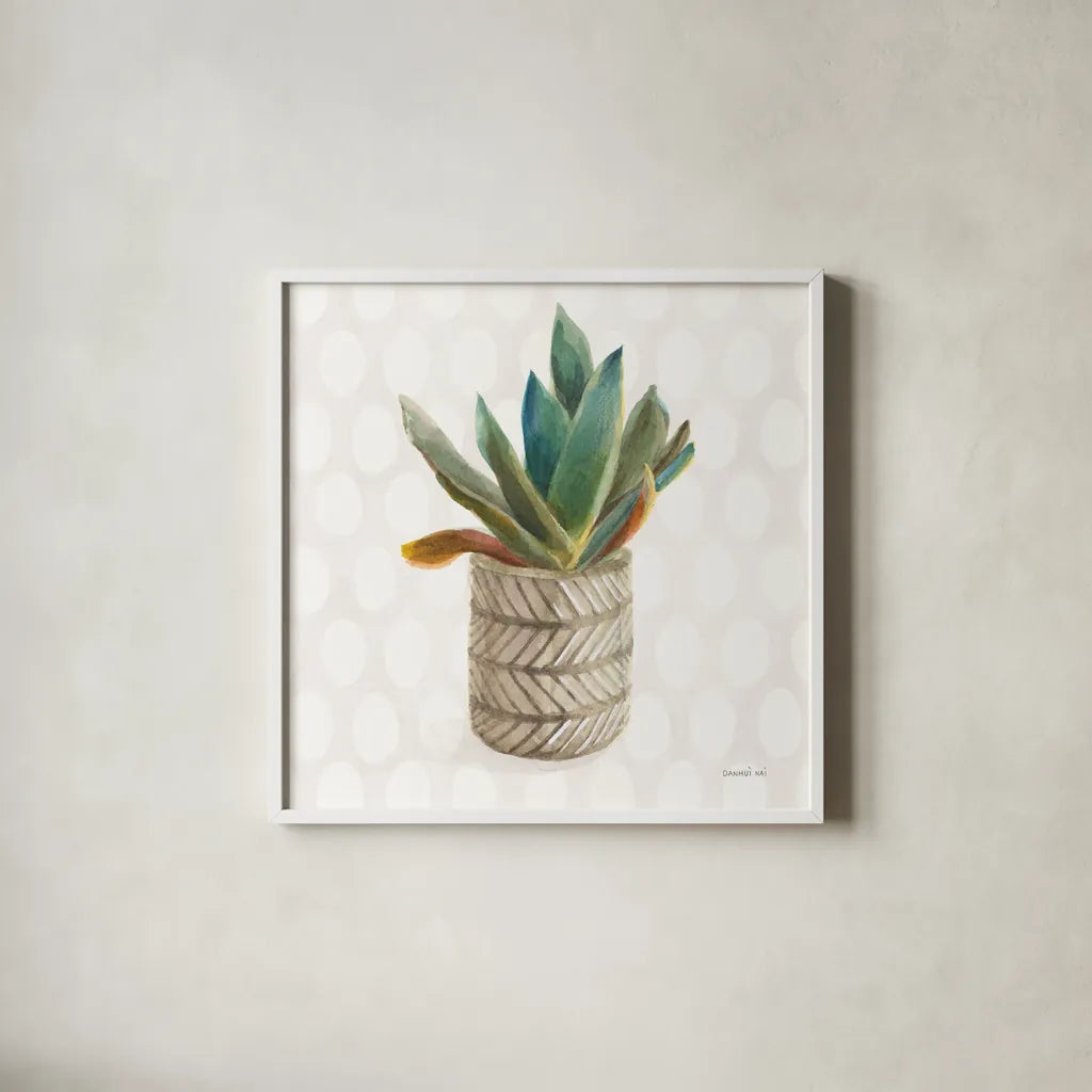 Desert Greenhouse XIII Sq by Danhui Nai. Shown in a crisp white glass frame for a clean and minimalist style. Available as an archival giclee rolled canvas, fine art paper, or poster print. SKU 80183a.