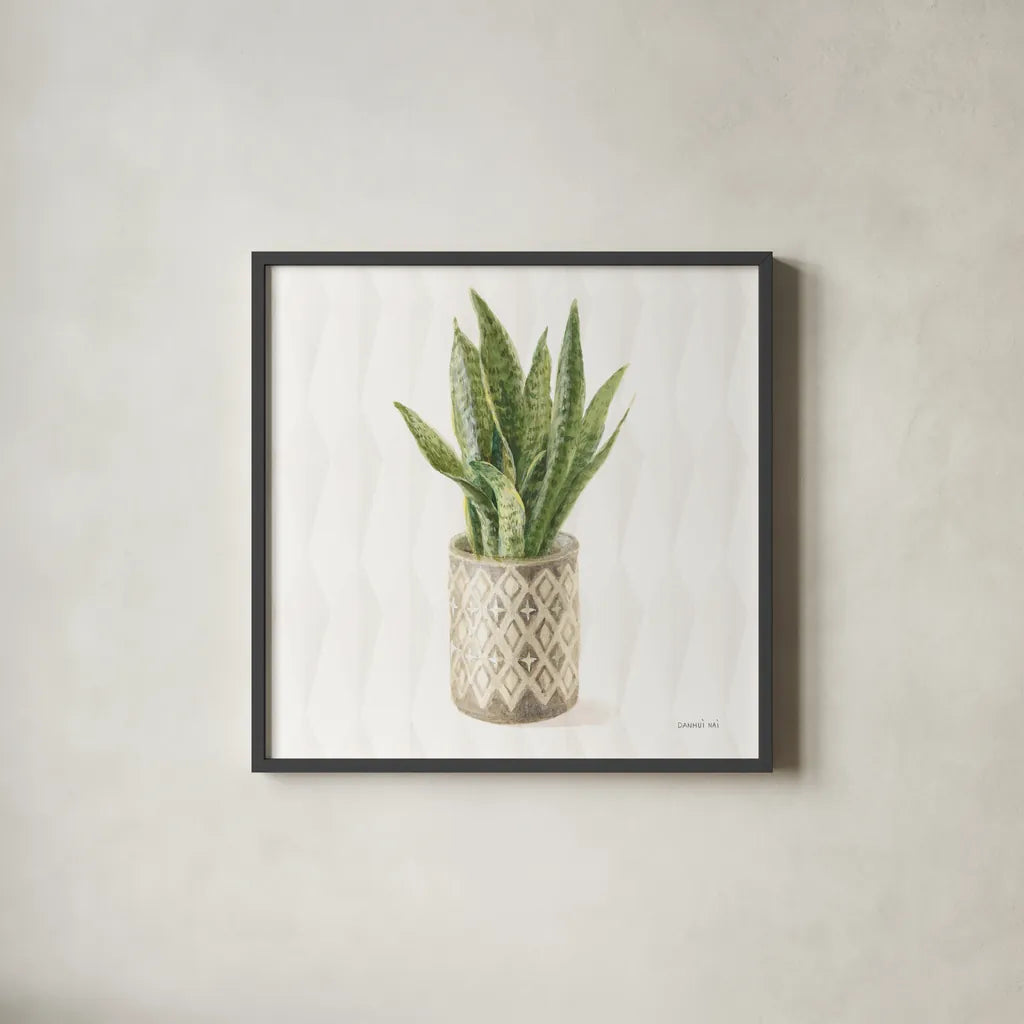 Desert Greenhouse XVI Sq by Danhui Nai. Shown in a sleek black glass frame for a contemporary gallery look. Available as an archival giclee rolled canvas, fine art paper, or poster print. SKU 80184a.