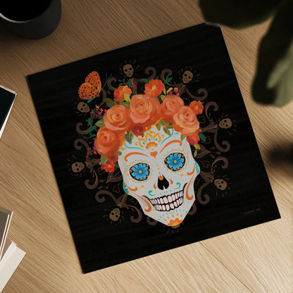 Dia de los Muertos I by Danhui Nai. Shown as a detailed flat fine art print, highlighting archival giclee quality. Available as an archival giclee rolled canvas, fine art paper, or poster print. SKU 85537a.
