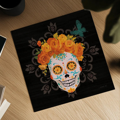Dia de los Muertos II by Danhui Nai. Shown as a detailed flat fine art print, highlighting archival giclee quality. Available as an archival giclee rolled canvas, fine art paper, or poster print. SKU 85538a.