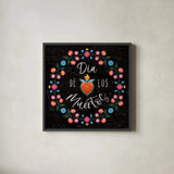 Dia de los Muertos III by Danhui Nai. Shown in a sleek black glass frame for a contemporary gallery look. Available as an archival giclee rolled canvas, fine art paper, or poster print. SKU 85539a.