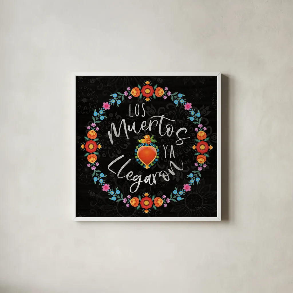 Dia de los Muertos IV by Danhui Nai. Shown in a crisp white glass frame for a clean and minimalist style. Available as an archival giclee rolled canvas, fine art paper, or poster print. SKU 85540a.