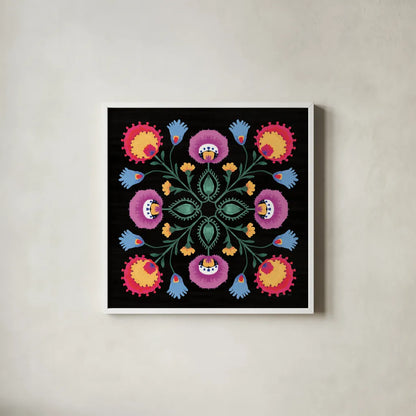 Dia de los Muertos IX by Danhui Nai. Shown in a crisp white glass frame for a clean and minimalist style. Available as an archival giclee rolled canvas, fine art paper, or poster print. SKU 85545a.