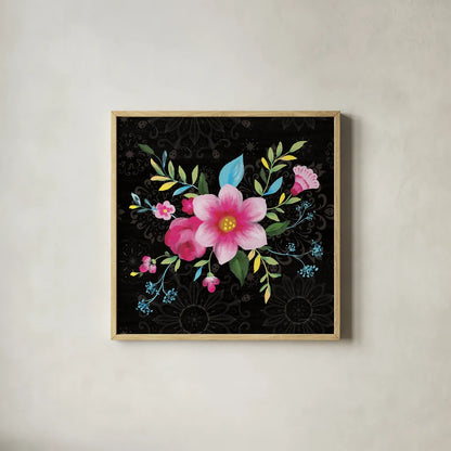 Dia de los Muertos VI by Danhui Nai. Shown in a natural wood glass frame for a timeless modern aesthetic. Available as an archival giclee rolled canvas, fine art paper, or poster print. SKU 85542a.