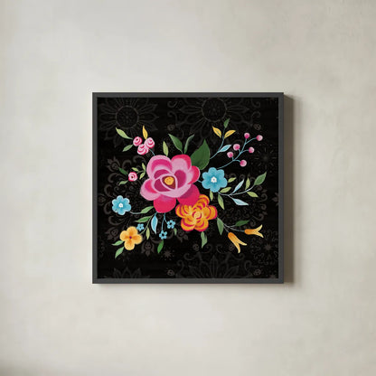 Dia de los Muertos VII by Danhui Nai. Shown in a sleek black glass frame for a contemporary gallery look. Available as an archival giclee rolled canvas, fine art paper, or poster print. SKU 85543a.