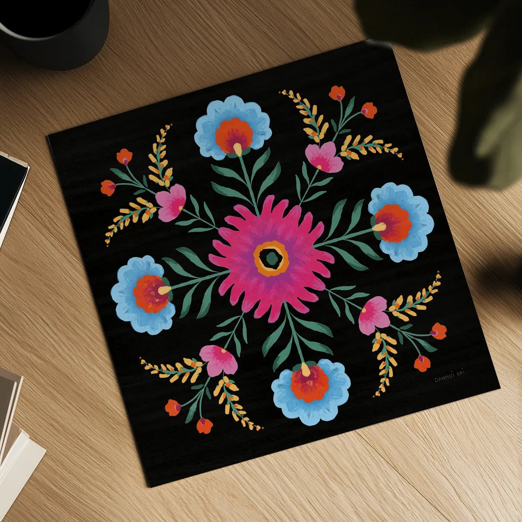 Dia de los Muertos VIII by Danhui Nai. Shown as a detailed flat fine art print, highlighting archival giclee quality. Available as an archival giclee rolled canvas, fine art paper, or poster print. SKU 85544a.