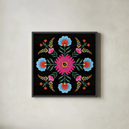 Dia de los Muertos VIII by Danhui Nai. Shown in a sleek black glass frame for a contemporary gallery look. Available as an archival giclee rolled canvas, fine art paper, or poster print. SKU 85544a.