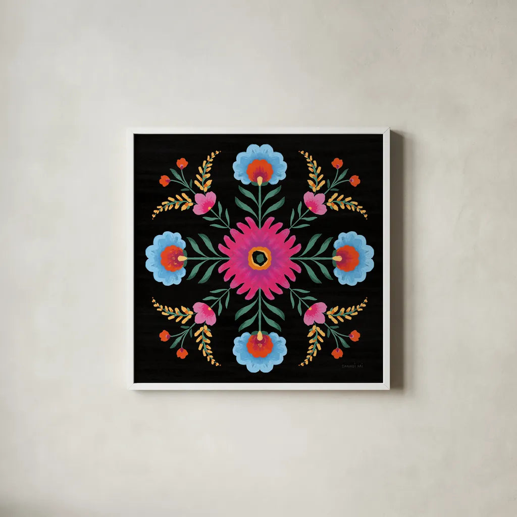Dia de los Muertos VIII by Danhui Nai. Shown in a crisp white glass frame for a clean and minimalist style. Available as an archival giclee rolled canvas, fine art paper, or poster print. SKU 85544a.