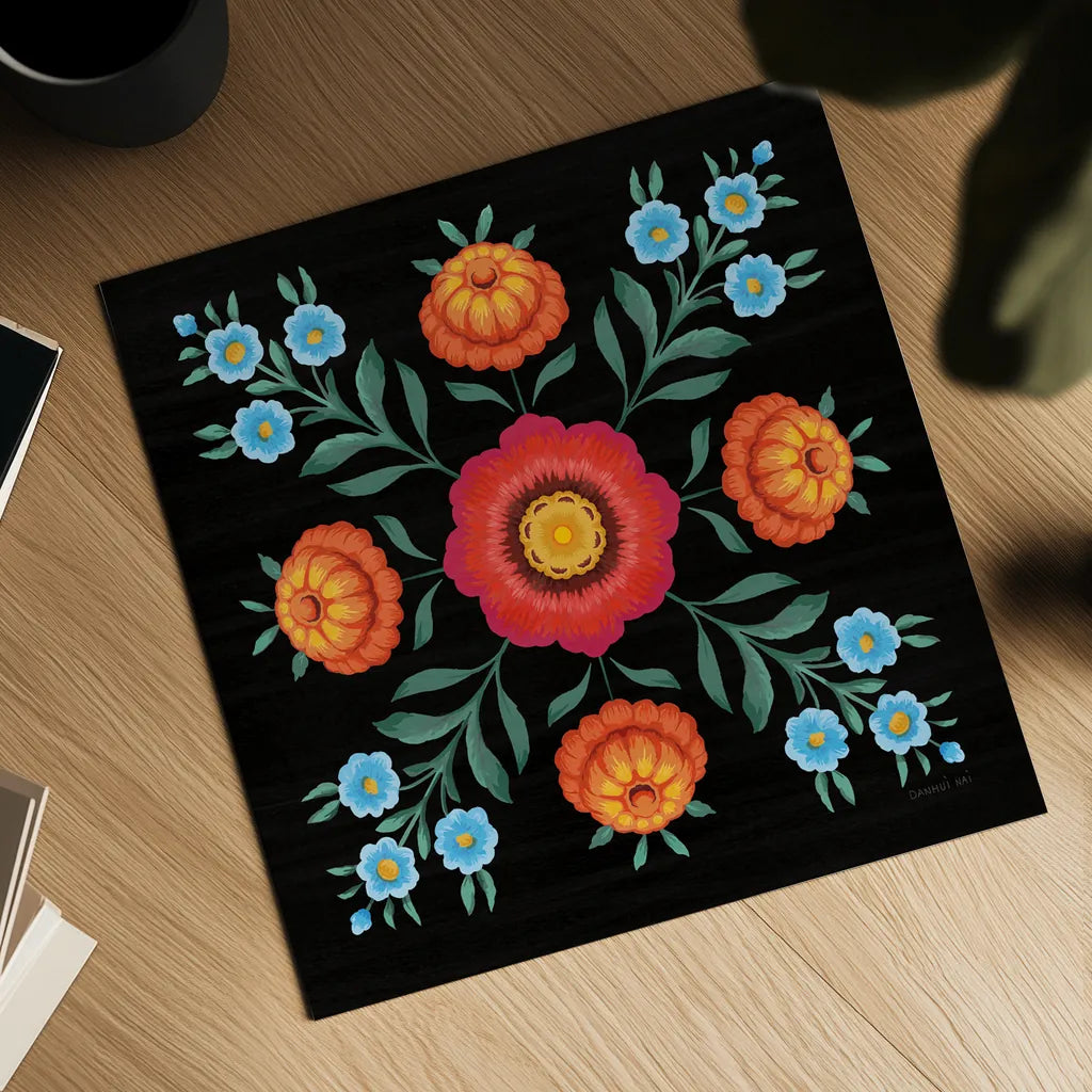 Dia de los Muertos X by Danhui Nai. Shown as a detailed flat fine art print, highlighting archival giclee quality. Available as an archival giclee rolled canvas, fine art paper, or poster print. SKU 85546a.