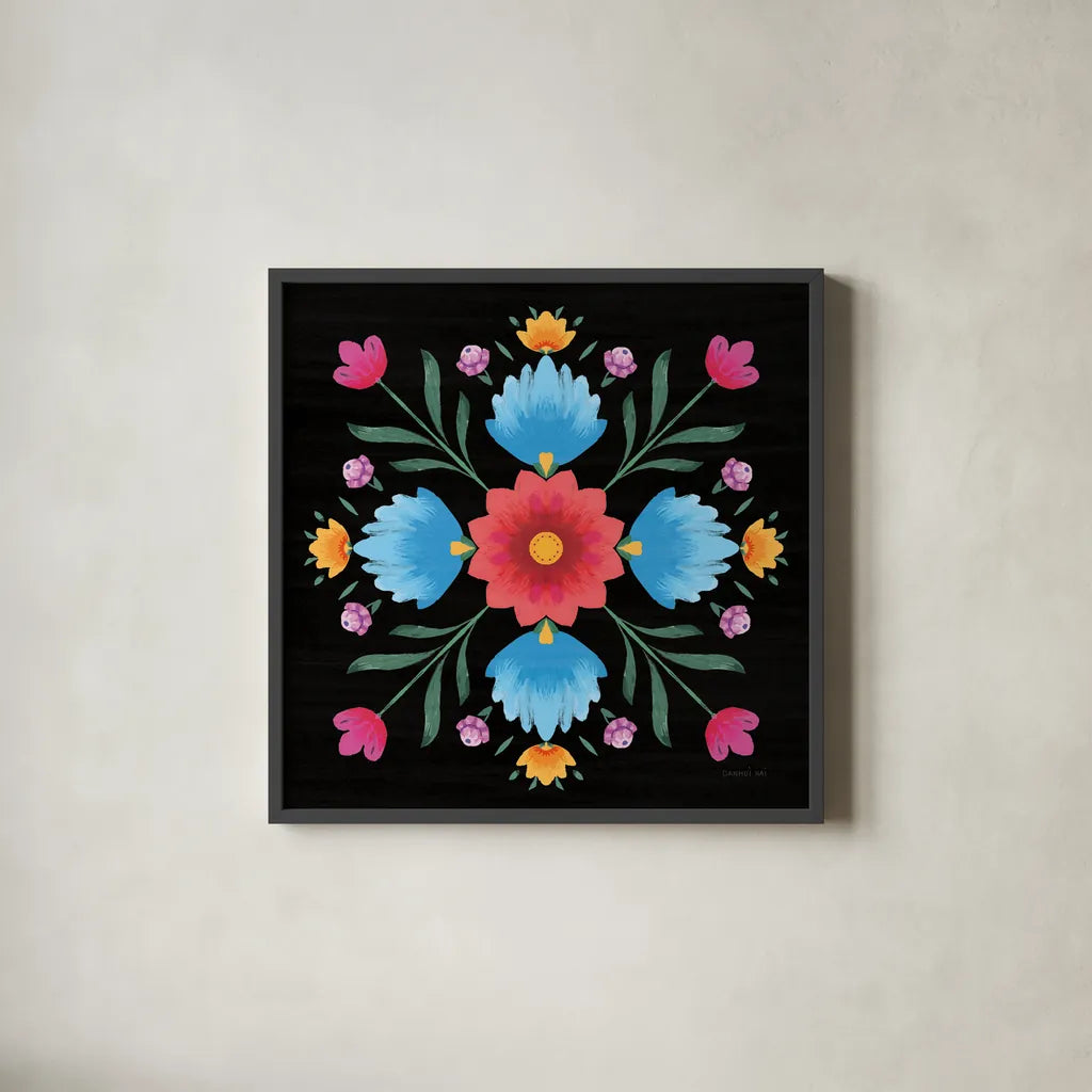 Dia de los Muertos XI by Danhui Nai. Shown in a sleek black glass frame for a contemporary gallery look. Available as an archival giclee rolled canvas, fine art paper, or poster print. SKU 85547a.