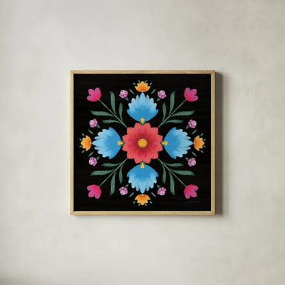 Dia de los Muertos XI by Danhui Nai. Shown in a natural wood glass frame for a timeless modern aesthetic. Available as an archival giclee rolled canvas, fine art paper, or poster print. SKU 85547a.