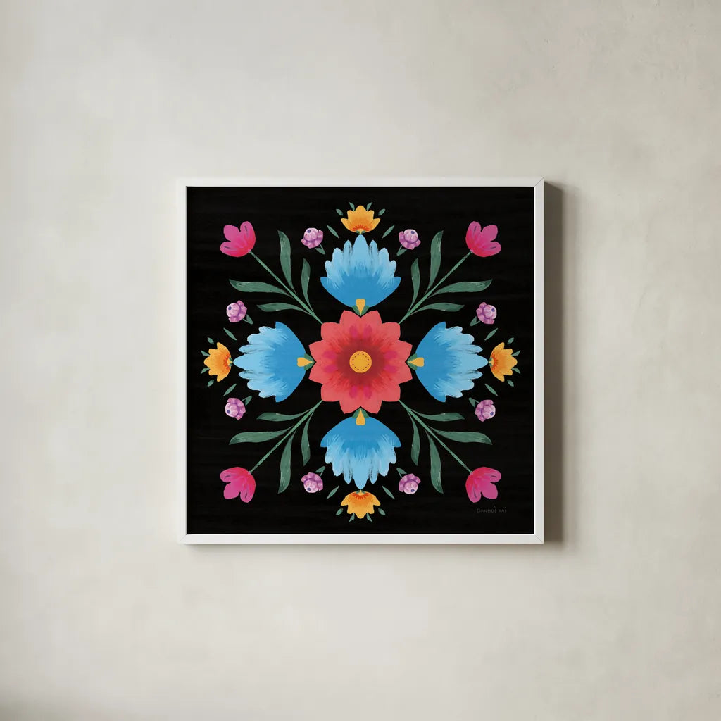 Dia de los Muertos XI by Danhui Nai. Shown in a crisp white glass frame for a clean and minimalist style. Available as an archival giclee rolled canvas, fine art paper, or poster print. SKU 85547a.