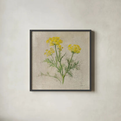 Dill by Danhui Nai. Shown in a sleek black glass frame for a contemporary gallery look. Available as an archival giclee rolled canvas, fine art paper, or poster print. SKU 100976a.