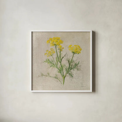 Dill by Danhui Nai. Shown in a crisp white glass frame for a clean and minimalist style. Available as an archival giclee rolled canvas, fine art paper, or poster print. SKU 100976a.