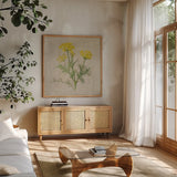 Dill by Danhui Nai. Shown in a natural wood frame in a cozy modern living room. Available as an archival giclee rolled canvas, fine art paper, or poster print. SKU 100976a.