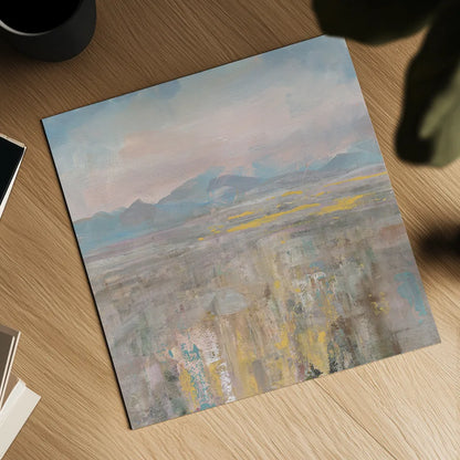 Distant Mountains by Danhui Nai. Shown as a detailed flat fine art print, highlighting archival giclee quality. Available as an archival giclee rolled canvas, fine art paper, or poster print. SKU 66542a.