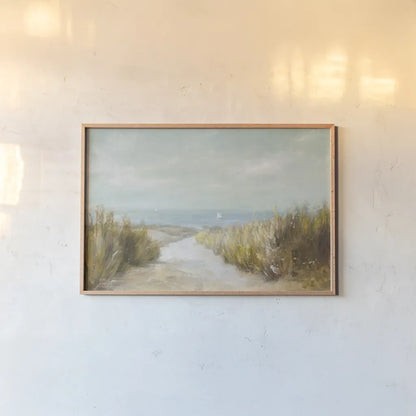 Distant Sails by Danhui Nai. shown as a paper print in a natural frame. Available as a archival giclee rolled canvas, fine art paper, or poster print. SKU 68645i.