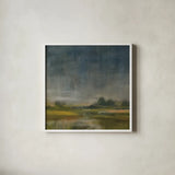 Distant Shores by Danhui Nai. Shown in a crisp white glass frame for a clean and minimalist style. Available as an archival giclee rolled canvas, fine art paper, or poster print. SKU 90830a.