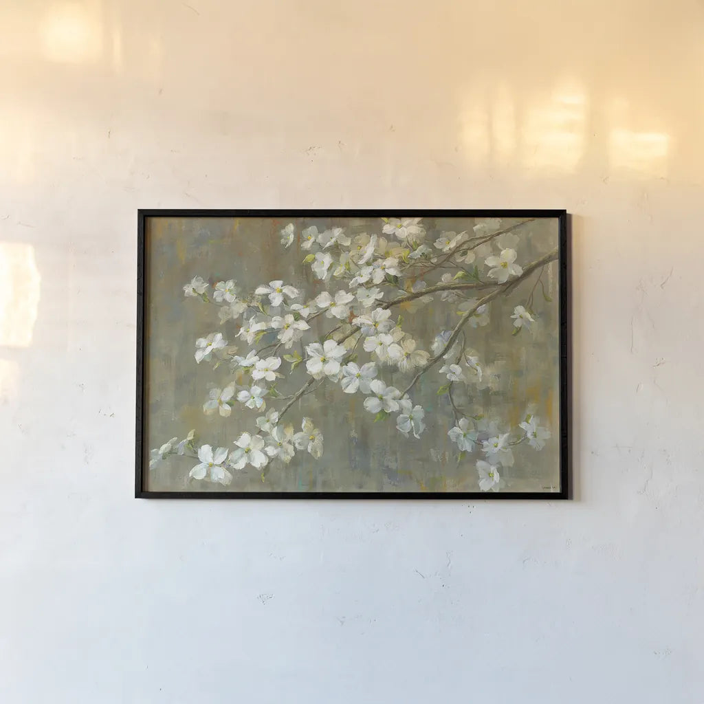 Dogwood in Spring by Danhui Nai. shown as a paper print in a black flame. Available as a archival giclee rolled canvas, fine art paper, or poster print. SKU 16689i.