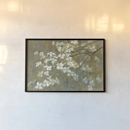 Dogwood in Spring by Danhui Nai. shown as a paper print in a black flame. Available as a archival giclee rolled canvas, fine art paper, or poster print. SKU 16689i.