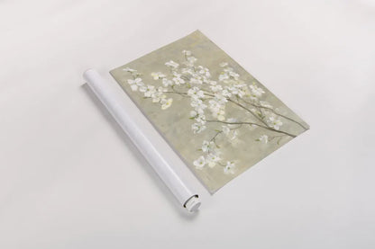 Dogwood in Spring Neutral Crop by Danhui Nai. shown as a rolled paper print. Available as archival giclee rolled canvas, fine art paper, or poster print. SKU 44830i.