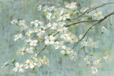 Dogwood in Spring on Blue by Danhui Nai. SKU 28719i. Archival Giclee Fine art print for wall decor.