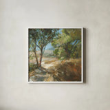 Down to the Fields by Danhui Nai. Shown in a crisp white glass frame for a clean and minimalist style. Available as an archival giclee rolled canvas, fine art paper, or poster print. SKU 81740a.