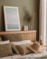 Dreamy Seascape by Danhui Nai. shown as a paper print in a natural frame. Available as a archival giclee rolled canvas, fine art paper, or poster print. SKU 71919h.