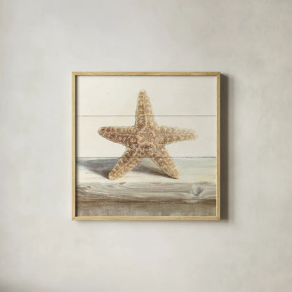Driftwood Shell III by Danhui Nai. Shown in a natural wood glass frame for a timeless modern aesthetic. Available as an archival giclee rolled canvas, fine art paper, or poster print. SKU 66977a.